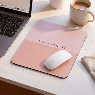 Pastel Pink Custom Name Elegant Mouse Pad