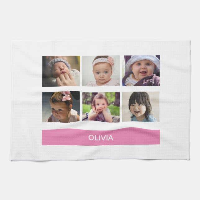 Pastel Pink Custom Photo – Personalised Tea Towel (Horizontal)