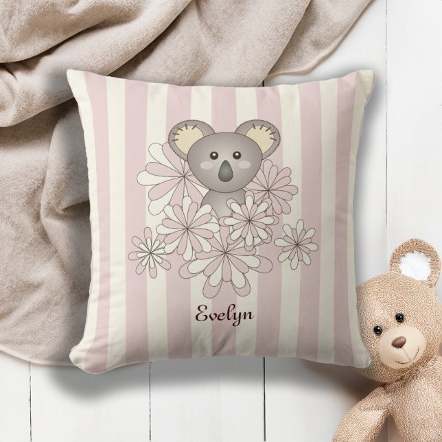 Pastel Pink Cute Baby Koala Bear Children's Room Cushion (Creator Uploaded)