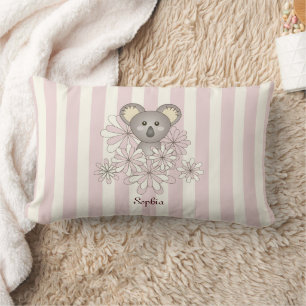 Pastel Pink Cute Baby Koala Children's Room Lumbar Cushion