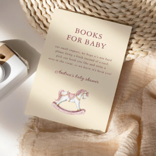 Pastel Pink Cute Carousel Girl Baby Shower Enclosure Card