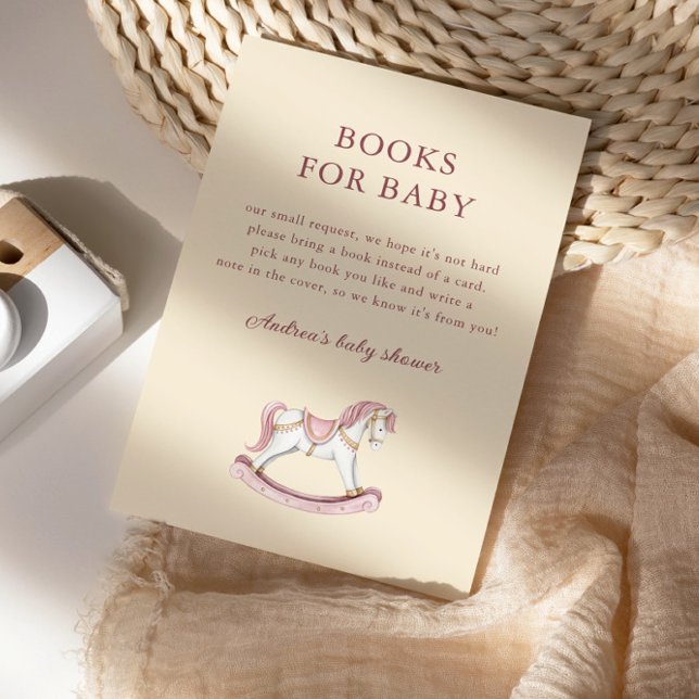 Pastel Pink Cute Carousel Girl Baby Shower Enclosure Card (Creator Uploaded)