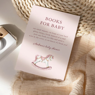 Pastel Pink Cute Carousel Girl Baby Shower Enclosure Card