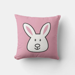 Pastel Pink Cute Easter Bunny Illustration Cushion