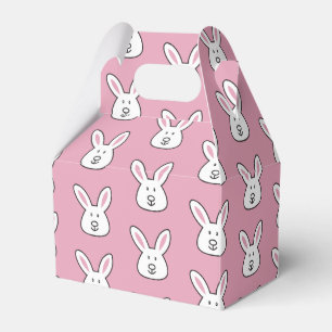 Pastel Pink Cute Easter Bunny Pattern Favour Box
