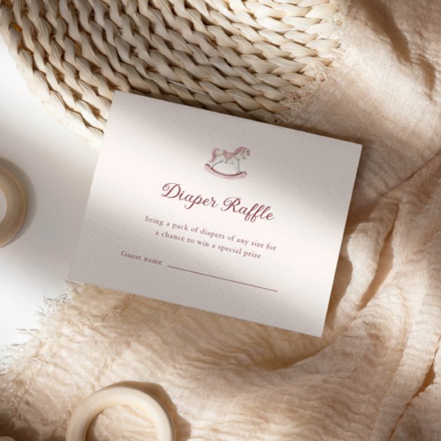 Pastel Pink Cute Girl Baby Shower Diaper Raffle Enclosure Card (Creator Uploaded)