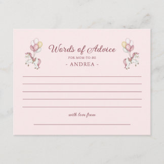 Pastel Pink Cute Girl Baby Shower Words of Advice Enclosure Card