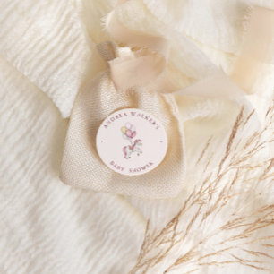 Pastel Pink Cute Horse Balloons Girl Baby Shower Classic Round Sticker