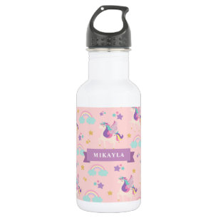 Pastel Pink   Cute Rainbow Unicorn Kids 532 Ml Water Bottle