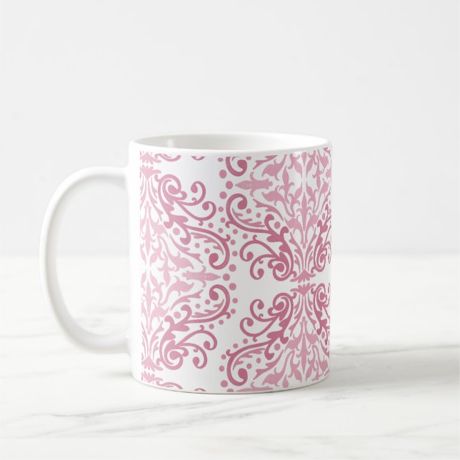 Pastel Pink Damask Coffee Mug (Left)