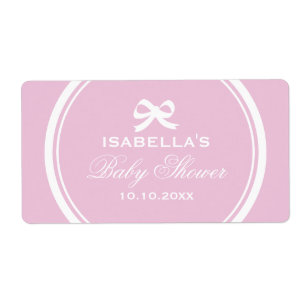 Pastel pink DIY baby shower water bottle labels