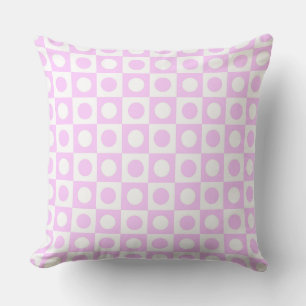 Pastel Pink Dots and Squares Pattern Cushion