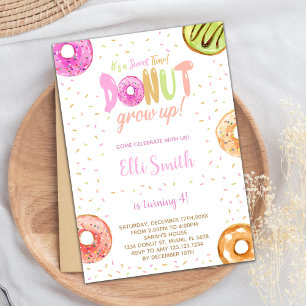 Pastel Pink Doughnut Birthday Invitations