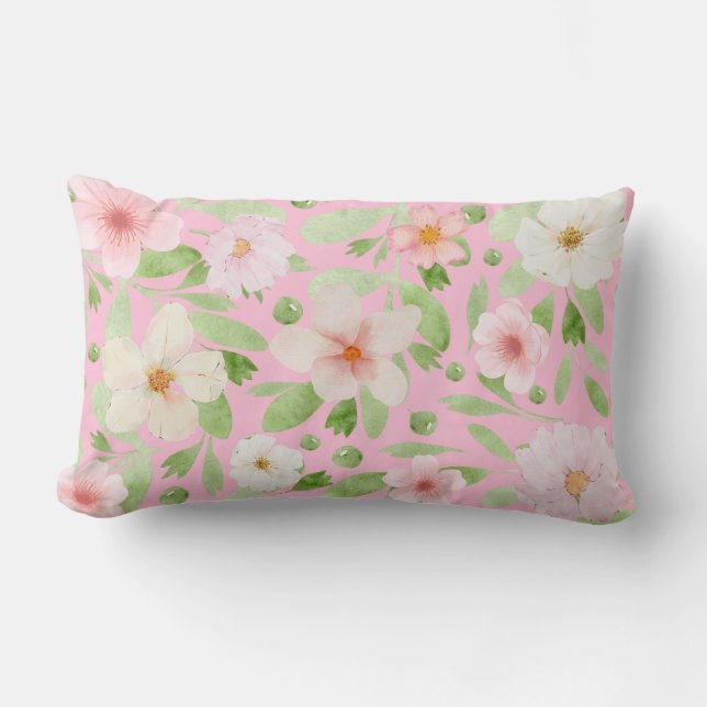 Pastel Pink Elegant Floral Pattern Throw Pillow (Front)