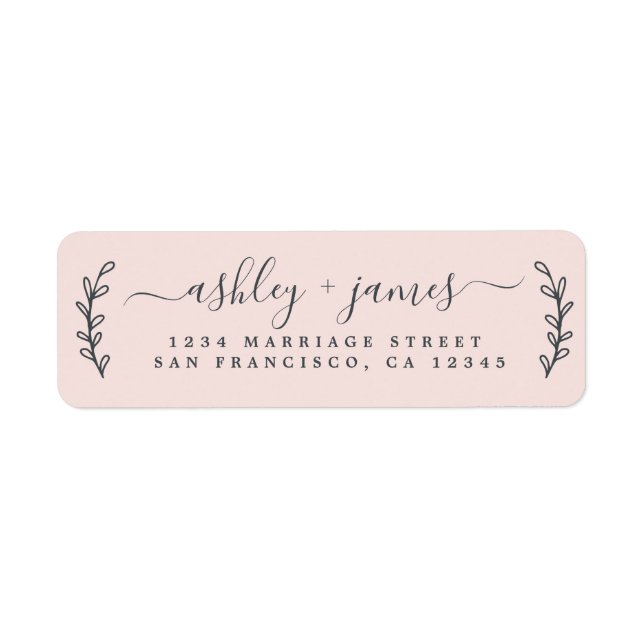 Pastel Pink Elegant Return Address Label (Front)