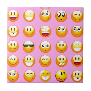 pastel pink emoji ceramic tile