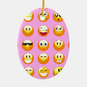 pastel pink emoji ceramic tree decoration