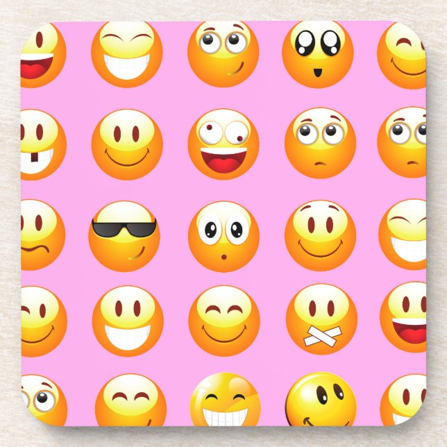 pastel pink emoji coaster (Front)