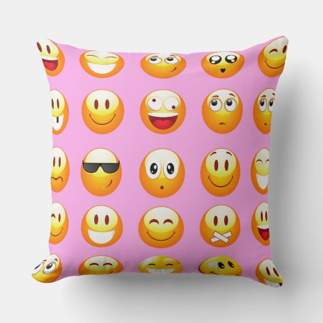 pastel pink emoji cushion (Front)