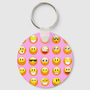 pastel pink emoji key ring