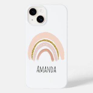 Pastel Pink & Faux Glitter Rainbow Boho Case-Mate iPhone 14 Case