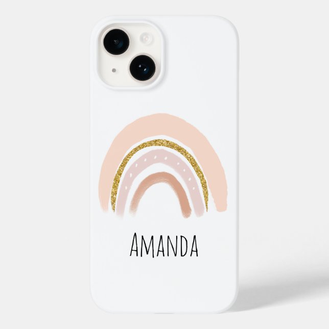 Pastel Pink & Faux Glitter Rainbow Boho Case-Mate iPhone Case (Back)