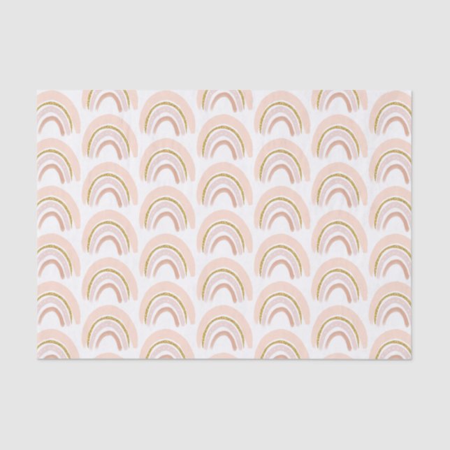 Pastel Pink & Faux Glitter Rainbow Boho Pattern Tissue Paper (Front)
