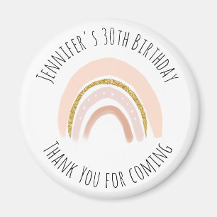 Pastel Pink & Faux Glitter Rainbow Event Thank You Magnet