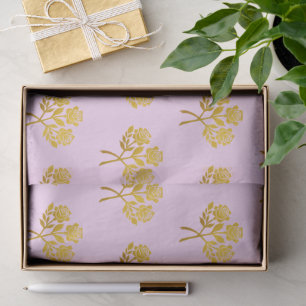 Pastel Pink Faux Gold Rose Flowers Pretty Floral Tissue Paper