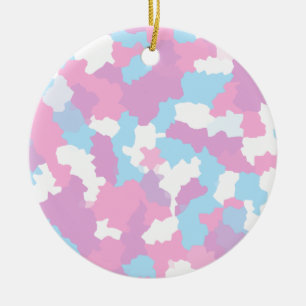 Pastel Pink Feminine Abstract Camouflage Pattern Ceramic Ornament