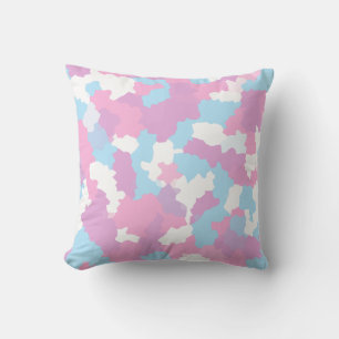 Pastel Pink Feminine Abstract Camouflage Pattern Cushion
