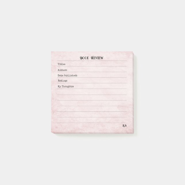 Pastel Pink Feminine Simple Modern Monogram  Post-it Notes (Front)