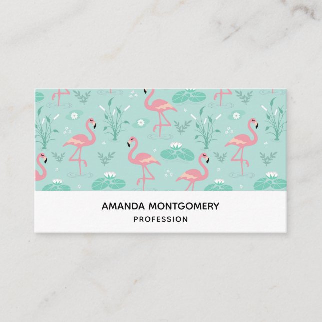 Pastel Pink Flamingos Pattern Business Card (Front)