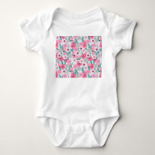 Pastel Pink Floral Abstract Pattern Baby Bodysuit