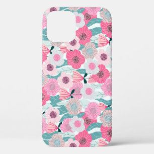 Pastel Pink Floral Abstract Pattern iPhone 12 Case