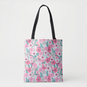 Pastel Pink Floral Abstract Pattern Tote Bag