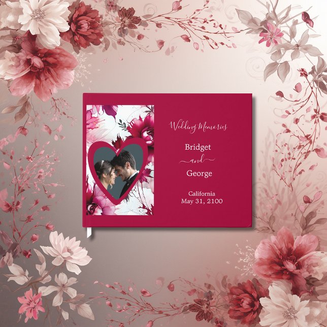 pastel pink floral abstract rose bloom wedding guest book (Creator Uploaded)