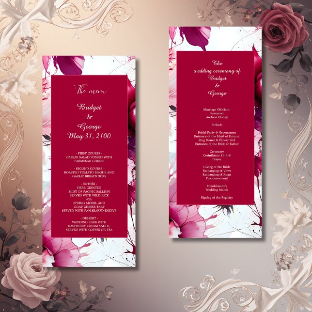 pastel pink floral abstract rose  wedding   program (Creator Uploaded)
