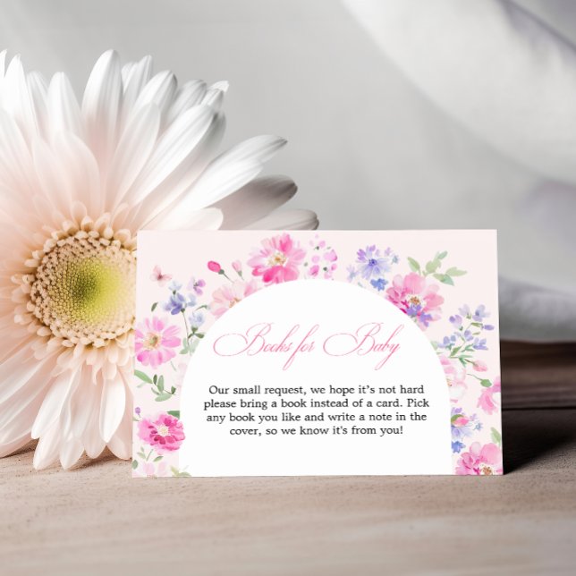 Pastel Pink Floral Arch Baby Shower Books For Baby Enclosure Card (Creator Uploaded)