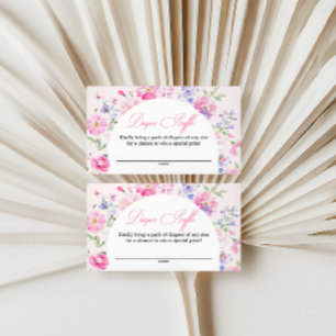 Pastel Pink Floral Arch Baby Shower Diaper Raffle  Enclosure Card