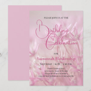 Pastel Pink Floral Background Birthday Party Invitation