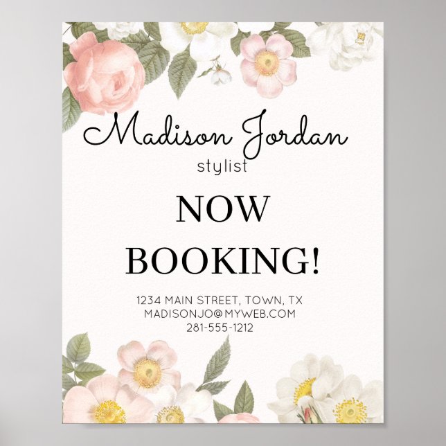 Pastel Pink Floral Business Poster (Front)