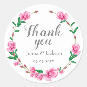 Pastel Pink Floral Classic Round Sticker