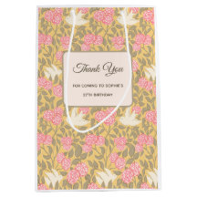 Pastel Pink Floral Dove Pattern Gift and Favour Ba