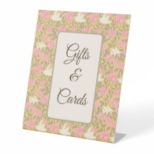 Pastel Pink Floral Dove Pattern Tabletop Sign
