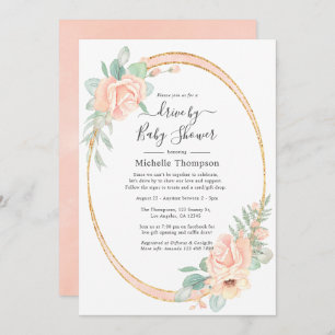 Pastel Pink Floral Drive By Shower Invitation