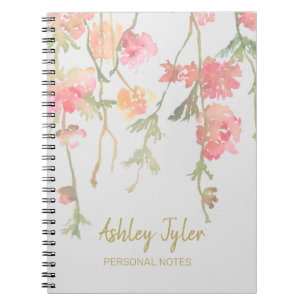 Pastel Pink floral girly cute personalised Notebook