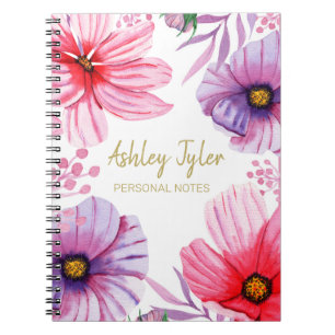 Pastel Pink floral girly cute personalised Notebook