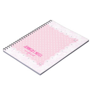 Pastel Pink Floral Lace & White Pearls Notebook