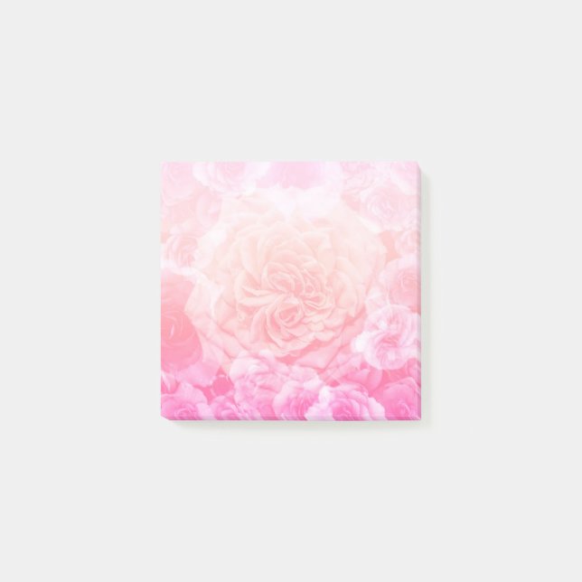 Pastel Pink Floral Ombre Post-it Notes (Front)